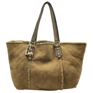 Gucci Mouton Leather Tote Bag Brown